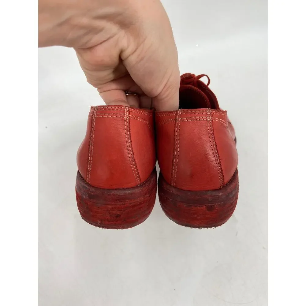 Guidi 792Z Red Leather Lace Up Round Toe Derby Shoes‎ Size 35